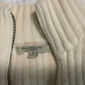 Burberry Women's Ribbed Cream Turtleneck Sweater